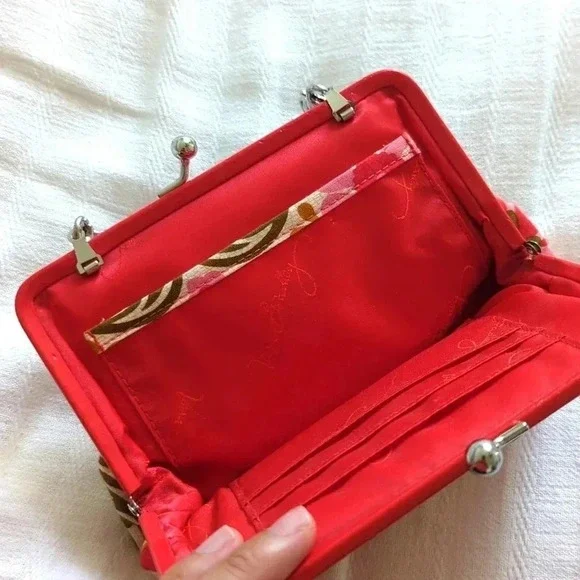 Vera Bradley Pink and Orange Flower Print Mini Handbag Purse with chain - Picture 5 of 5